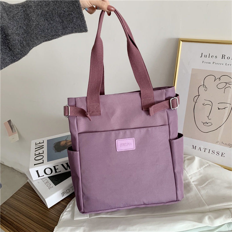 Hàng Có Sẵn Túi Xách Tote Nylon Sức Chứa Lớn Chống Nước Đơn Giản Hàng Có Sẵn Wanita Besar Cantik Murah