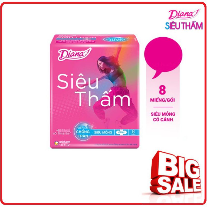 Băng Vệ Sinh DIANA Siêu Mỏng Gói 8 miếng