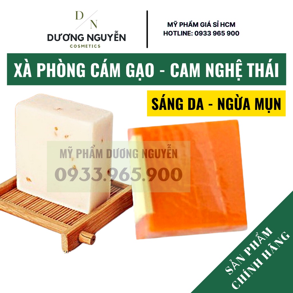Xà Phòng Nghệ Và Cám Gạo Cao Cấp Sáng Da Ngừa Mụn Cho Mặt Và Body