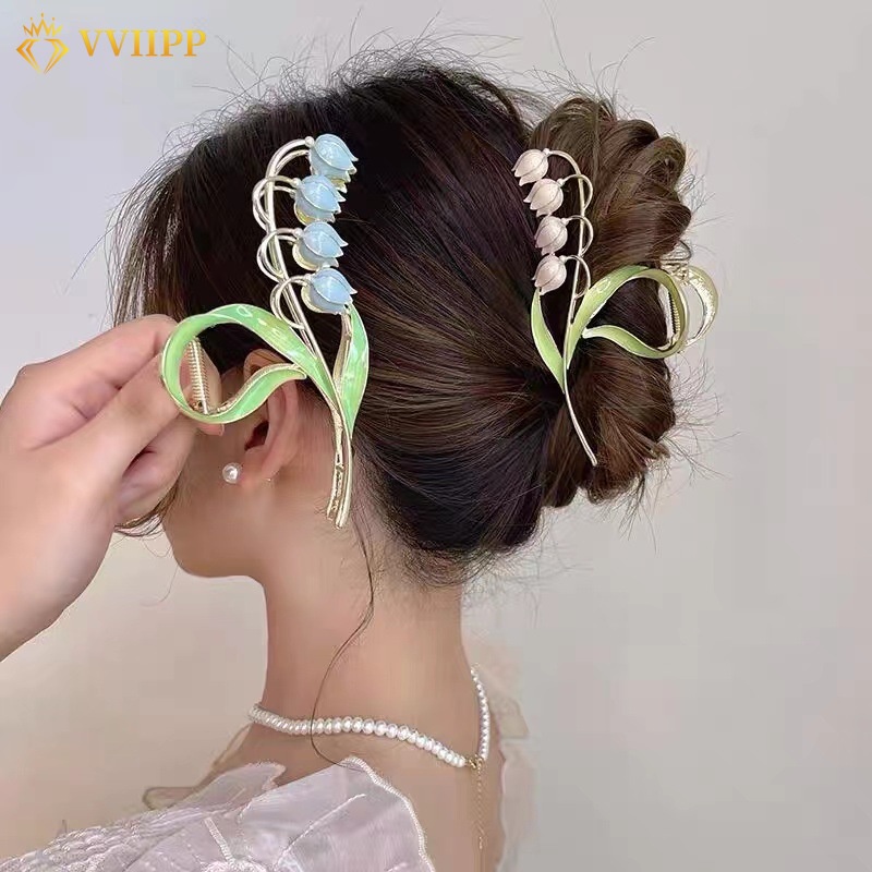 Kẹp Tóc Kim Loại Hình Hoa Lan Phong Cách Hàn Quốc Cho Nữ
