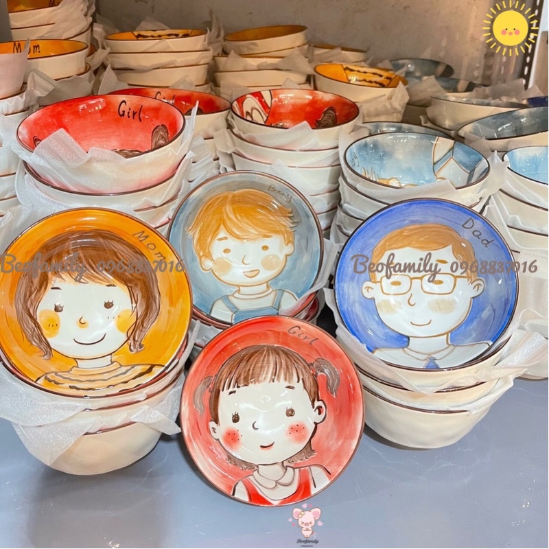 Bát Ăn Cơm Gia Đình, Chén Bát Decor Dễ Thương Bố Mẹ Con - Beofamily