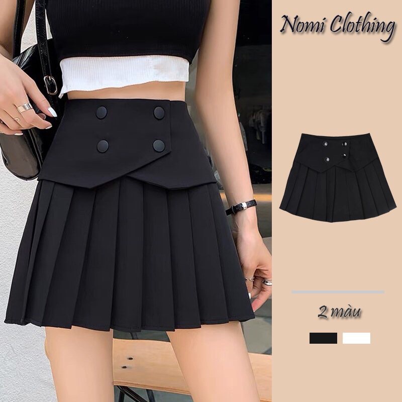 Chân váy xếp ly ngắn, chân váy tennis phối 4 cúc Hàn Quốc