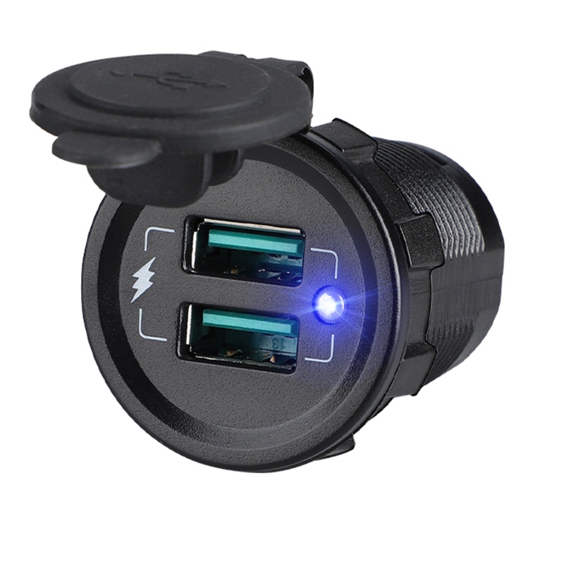 Bộ Sạc Điện Thoại Nhanh QC 3 0 Hai Cổng USB 12V-24V 22 5W Cho Xe Hơi / Máy Tính Bảng