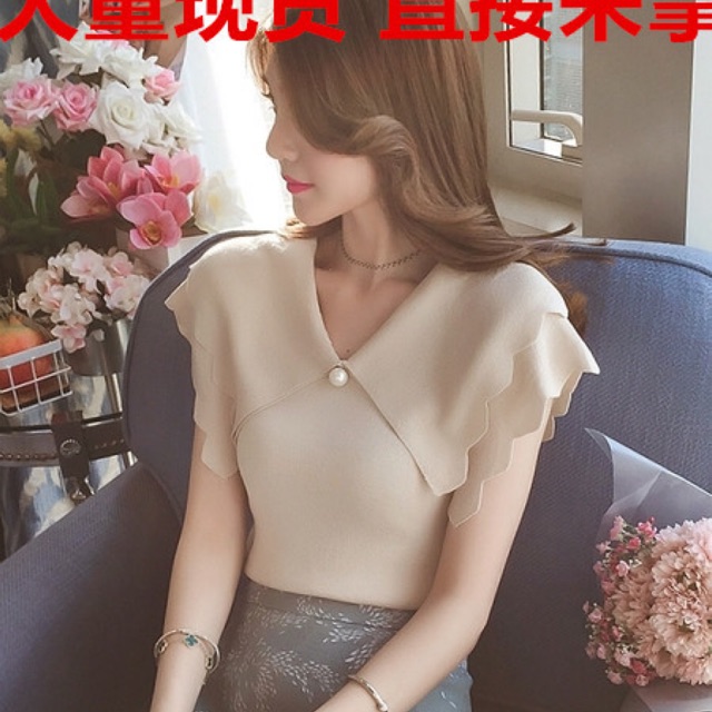 Áo len mùa hè cổ bẻ( ảnh thật màu tím khoai môn ảnh cuối)