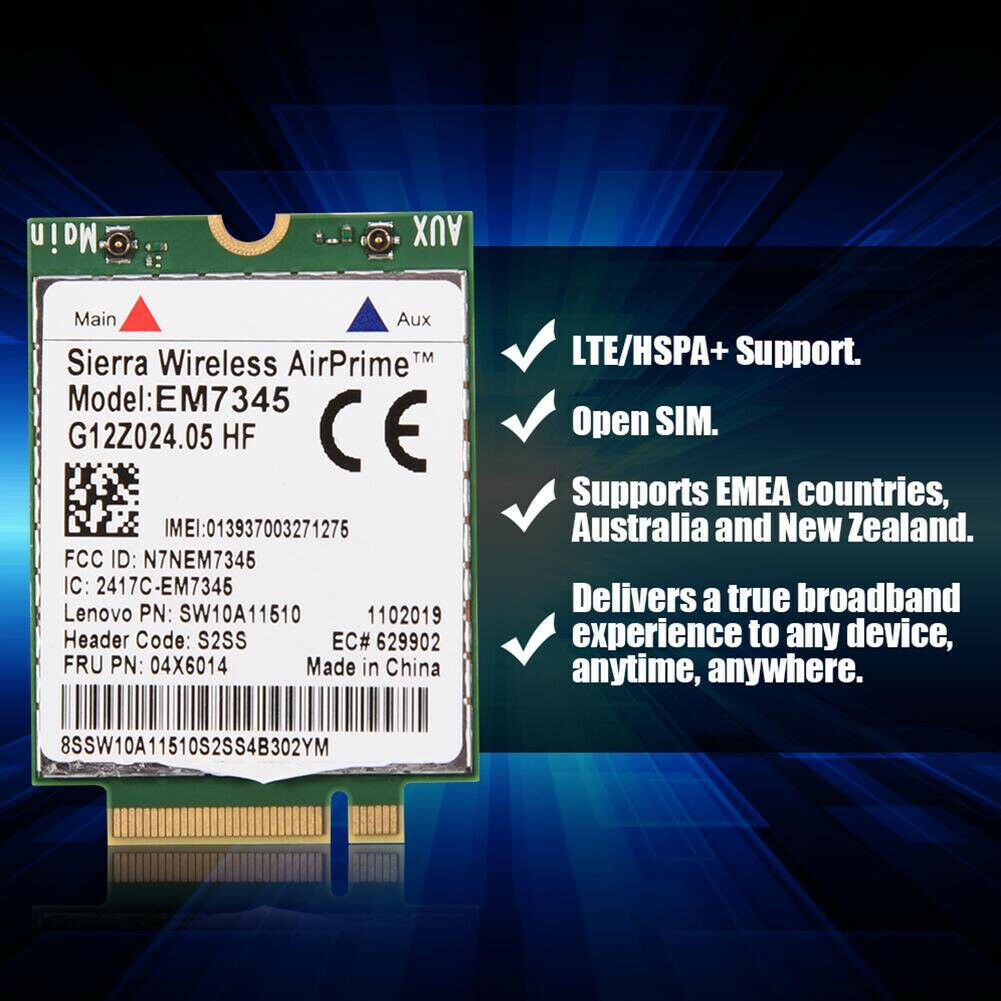 Card Mạng Không Dây Cho Lenovo Em7345 Lte 4g Module Frui: 04x6014 T450 X250 X240 T440 L440 X1