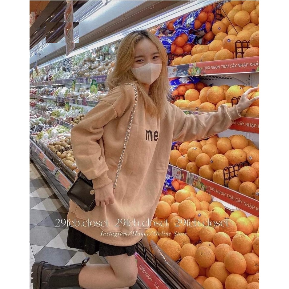 Áo Nỉ Me 4 Màu PEONYB Nữ [FREESHIP]  Sweater form rộng tay bồng, hoodie cổ tròn phong cách vintage cá tính Ulzzang