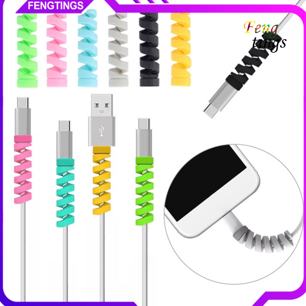 Dây Silicon Quấn Bảo Vệ Cáp Sạc Usb Dạng Xoắn Ốc Cho Iphone