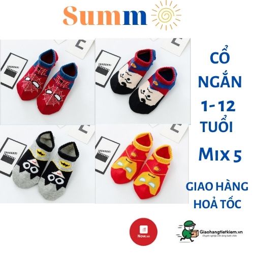 Tất siêu nhân cổ ngắn , cổ thấp cho bé trai 1 - 12 tuổi - Summ shop