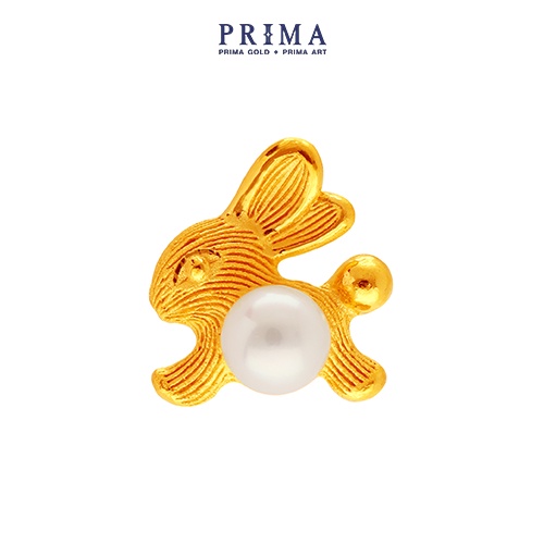 PRIMA Bông Tai Vàng 24K - Đính Ngọc trai - BST Mono Chic - Con Thỏ dễ thương (1 chiếc) - 165E0855
