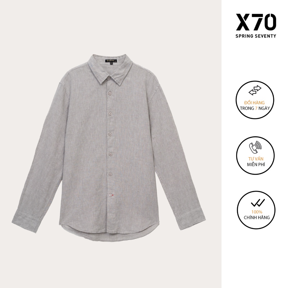 Áo Sơ Mi Linen Nam Trơn Kiểu Dáng Tay Dài Thiết Kế Thời Trang X70 - 07740002