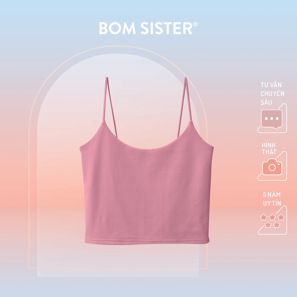 Áo lá không mút croptop chất thun màu trơn BOM SISTER BR1919