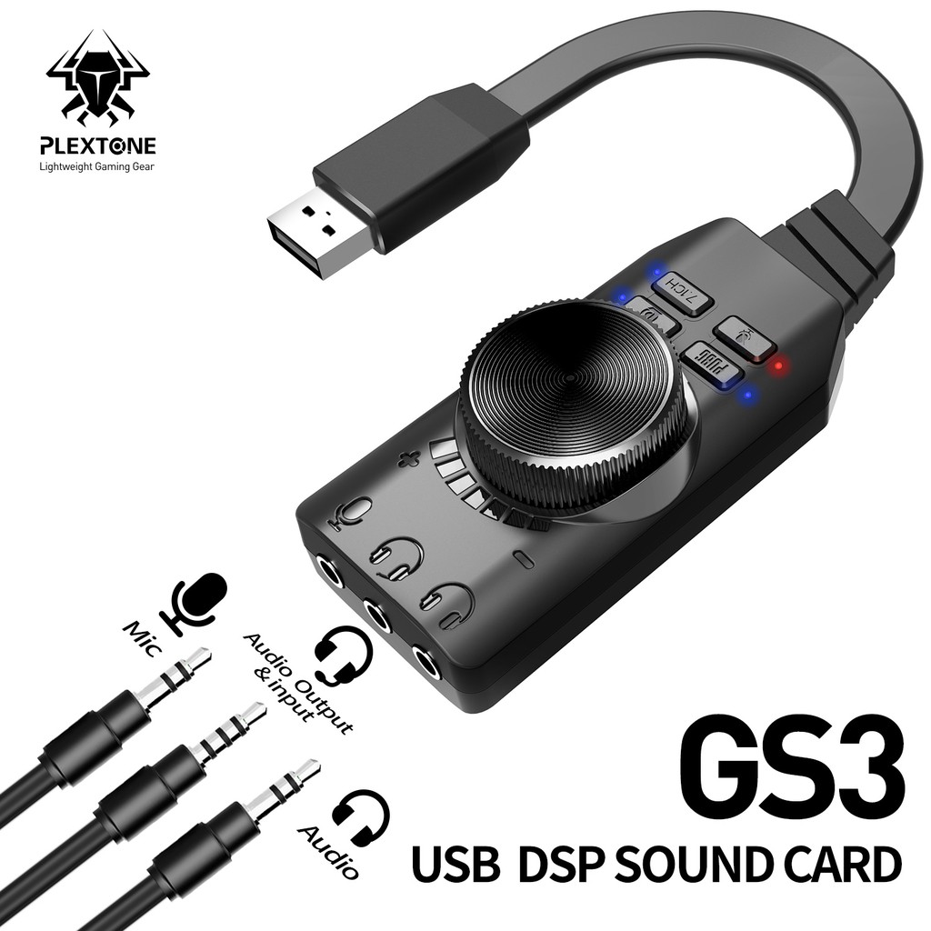 Card Rời Âm Thanh USB Plextone GS3- Sound Card Âm Thanh 7.1 Cho Máy Tính PC - Chuyên Game - Phim