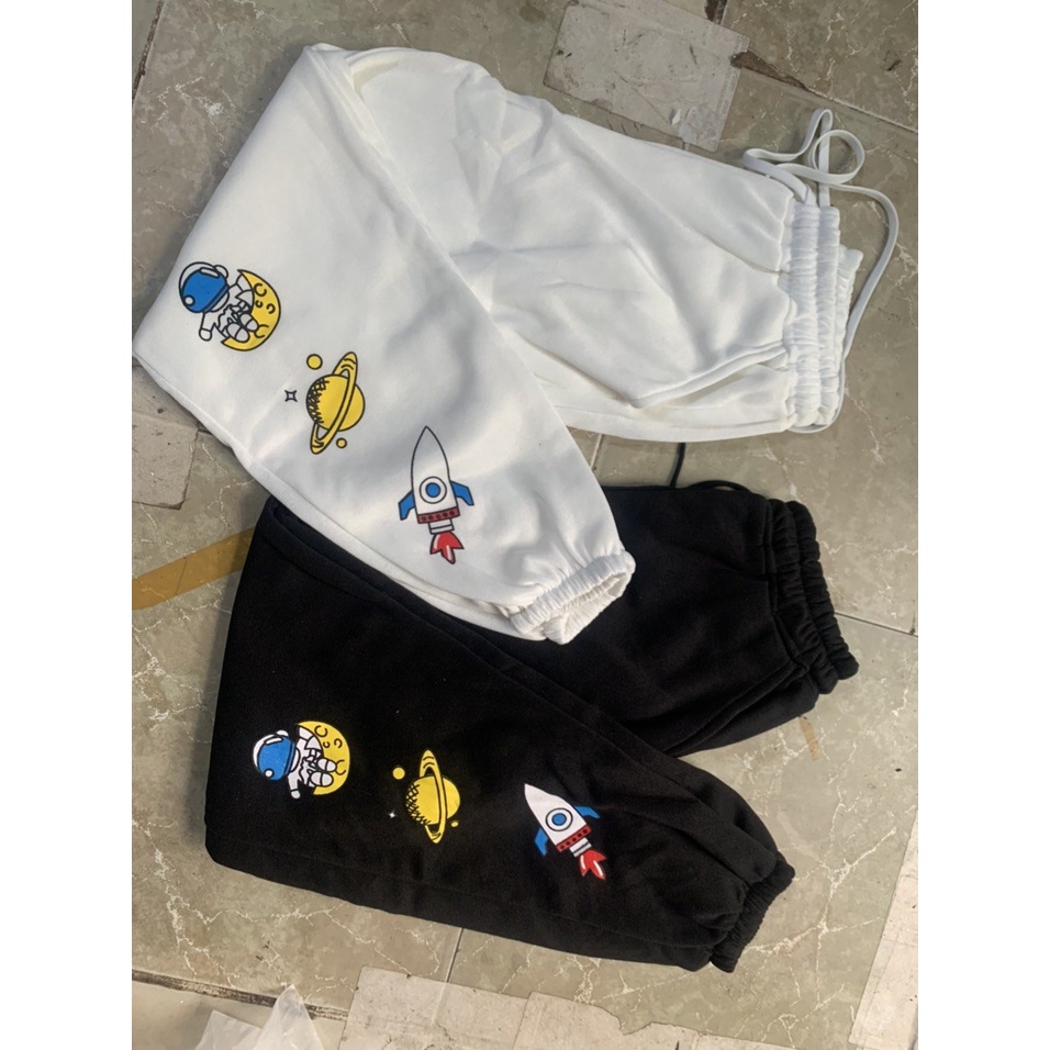 Quần Jogger Nam Nữ ⚡️ ẢNH VIDEO THẬT ⚡️ Chất Nỉ Thể Thao Ống Rộng Bo Chun Rút Gấu In Hình Chìm Năng Động Phong Cách M01