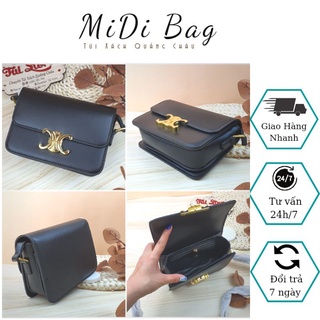 Túi đeo chéo nữ 💗 supper vip 💗 túi ce. line da trơn màu đen tag vàng in logo size 20cm full hộp