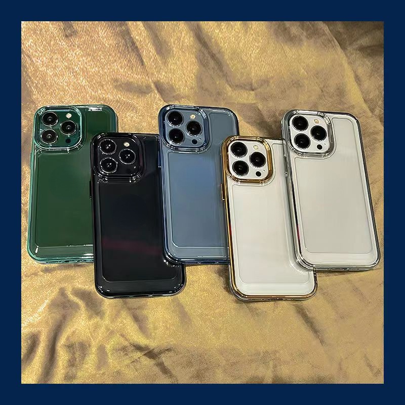 Ốp Điện Thoại Cứng Viền Silicon Màu Kẹo Cho iPhone 14 13 Pro Max 12 11 Pro Max XR X XS Max