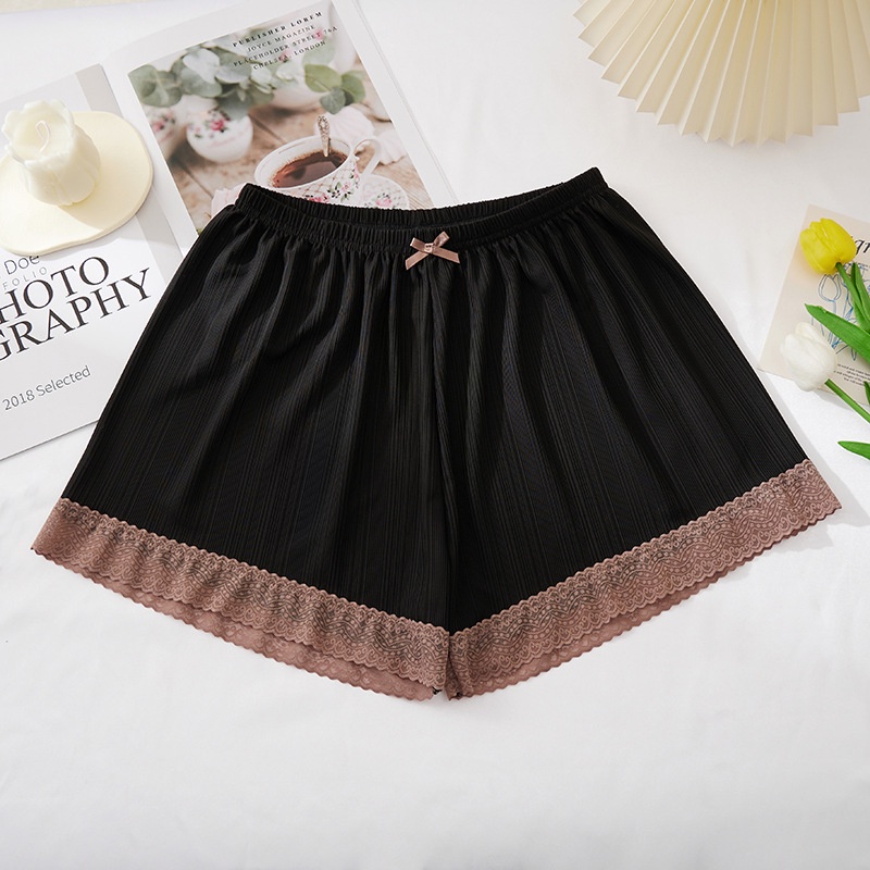 Quần Short Bảo Hộ Dáng Rộng Vải Lụa Lạnh Phối Ren Chống Chói Thời Trang Mùa Hè Hàng Mới Cho Nữ