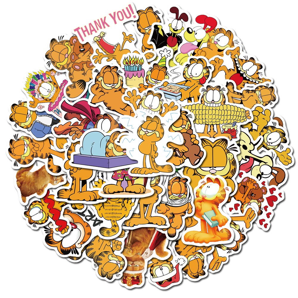 Set 50 miếng dán trang trí hình mèo garfield đáng yêu