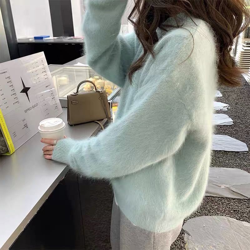 Áo sweater RENJIANVSHENG 205841 dáng rộng tay dài dễ phối đồ trẻ trung thời trang mùa thu Hàn Quốc
