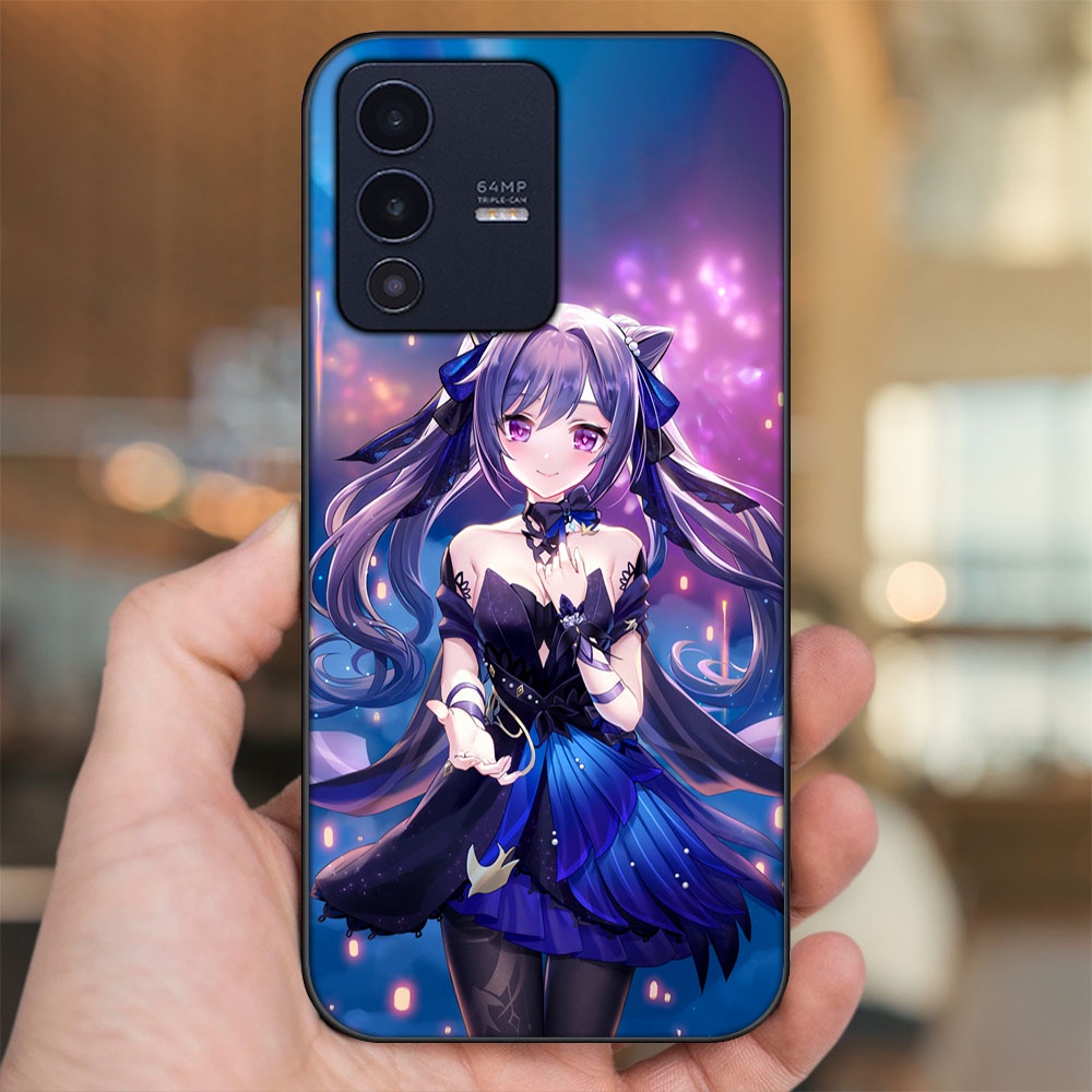 Ốp lưng Vivo V23 5G viền đen in hình Keqing Genshin Impact