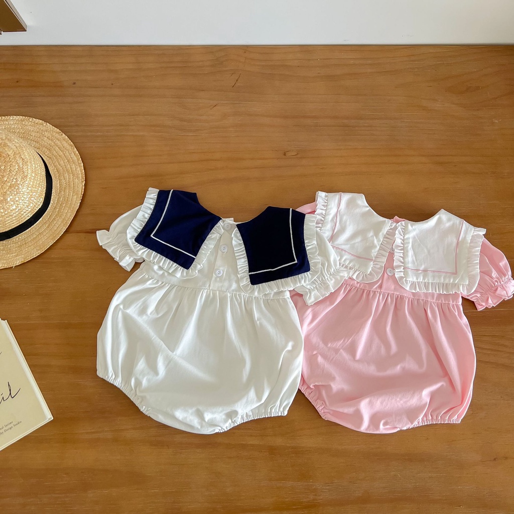 Áo Liền Quần Bằng Cotton Tay Ngắn Thời Trang Mùa Hè 2023 Dành Cho Bé Gái