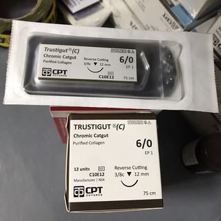 Chỉ thẩm mỹ CPT Trustigut Chromic Catgut 6/0,hộp 12 sợi