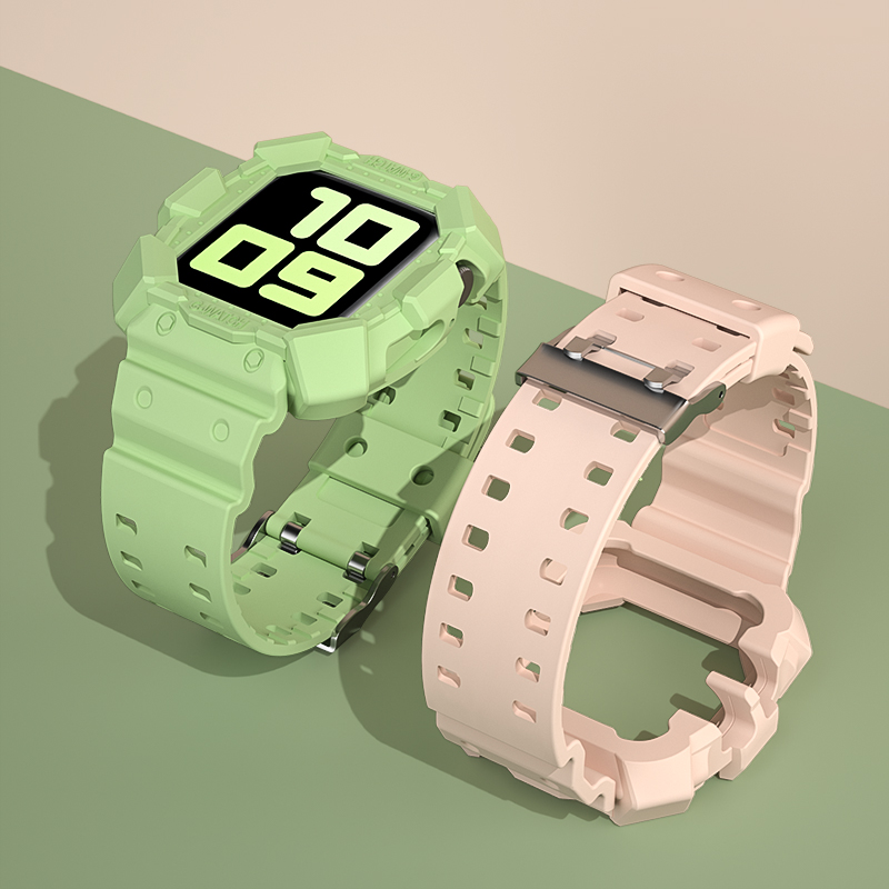 Dây đeo đồng hồ bằng TPU silicon thiết kế 2 trong 1 cho Apple 44mm 40mm 42mm 38mm iWatch Series 6/5/4/3/2/1 SE