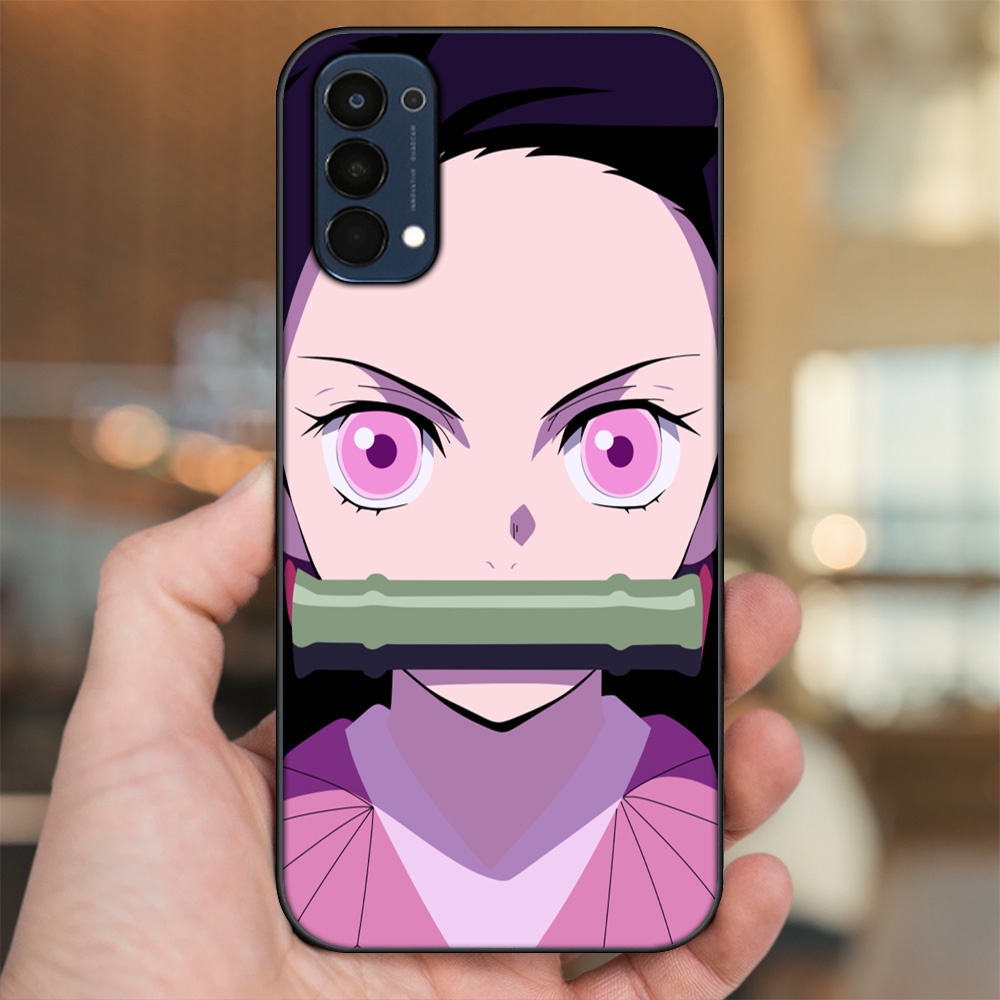 Ốp lưng Oppo Reno 4 viền đen in hình Nezuko Kimetsu no Yaiba