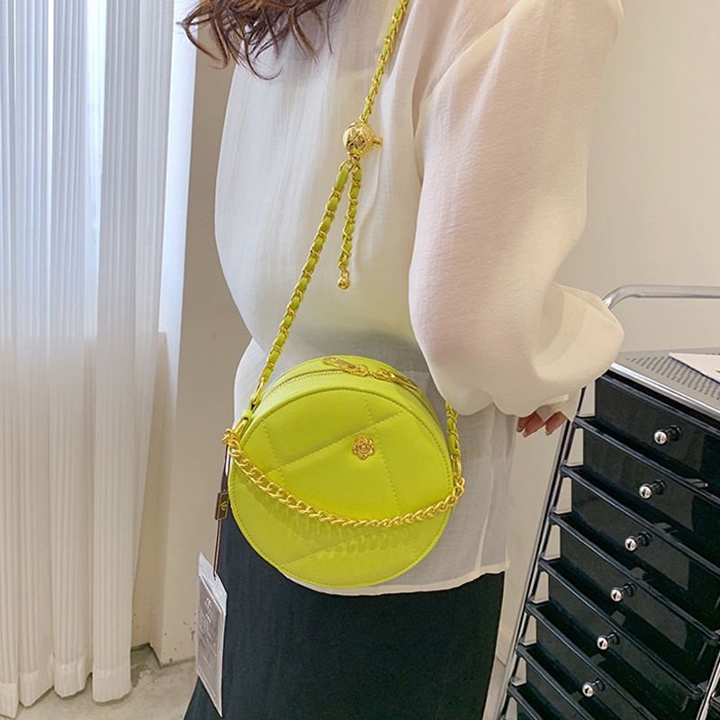 Túi Đeo Chéo Dây Mắt Xích Tròn Đính Kim Cương Dành Cho Nữ