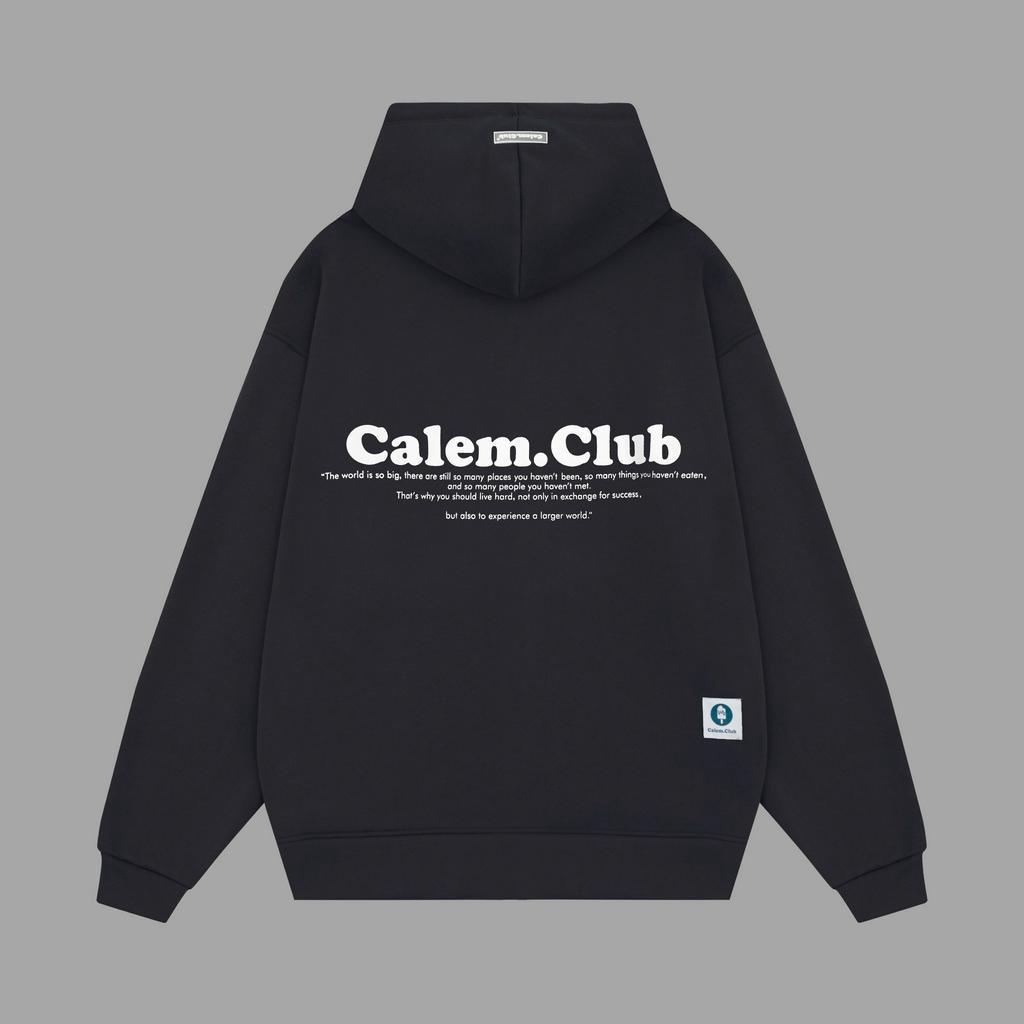 Hoodie zip The World chữ xám khói- Áo khoác nỉ dây kéo chất lót bông brand Calem.Club