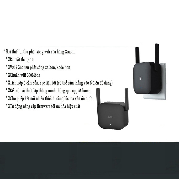 Kích sóng Xiaomi Mi Wifi Repeater Pro phiên bản mới 300 Mbps New 2019