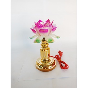ĐÈN THỜ SEN XI CÁNH 7 MÀU  (đèn + 2 bóng ớt) ( 1 cặp ) - Điện Việt