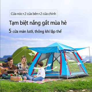 FU37BL/FU37GR Lều cắm trại lều dã ngoại tự động cho 3-4 người hai lớp vải chống tia UV chống thấm lều picnic gia đình