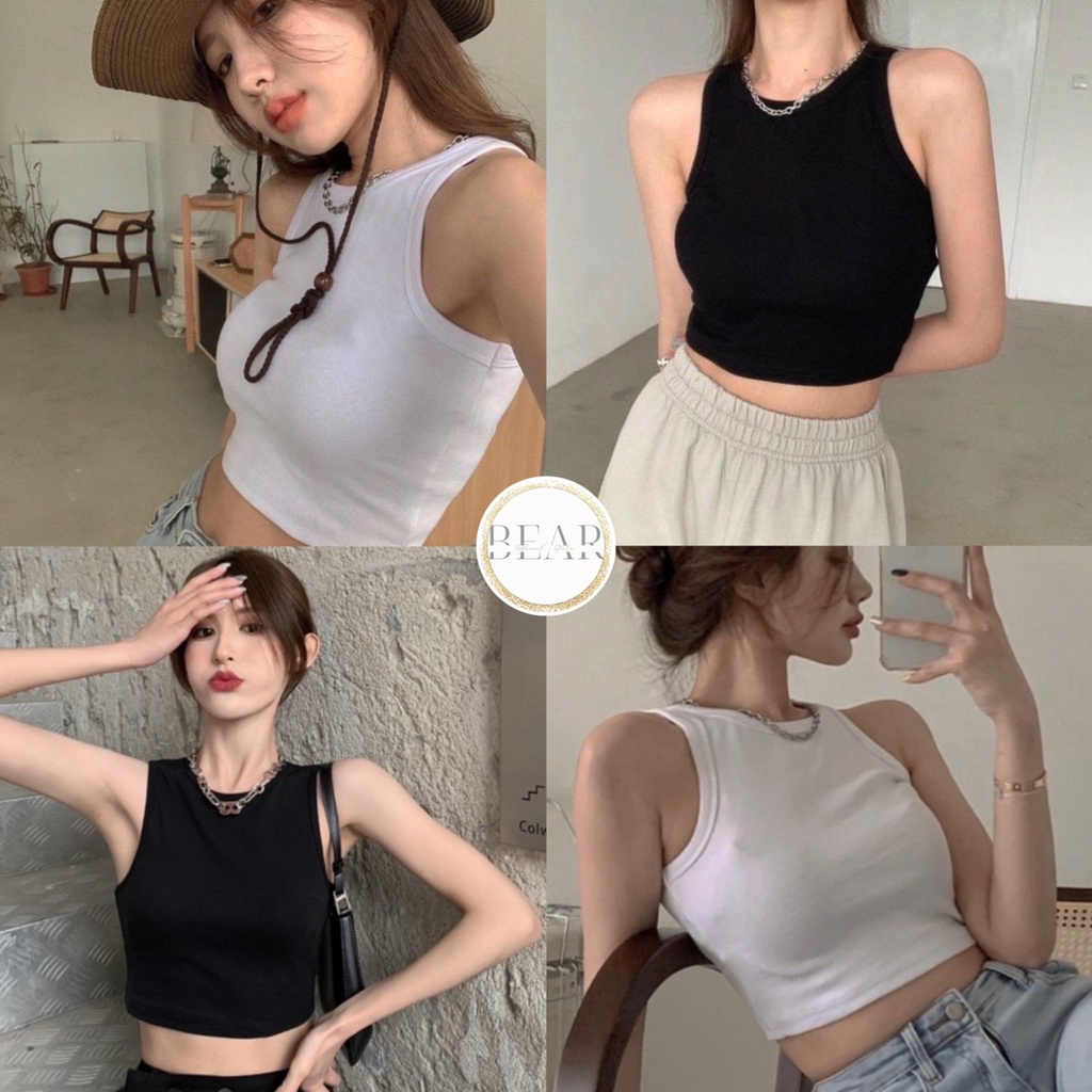 Áo croptop ba lỗ nữ basic chất cotton co giãn mát, mịn dáng ôm mix đồ cực xinh - AK008 | bear.story