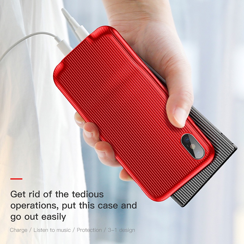 Ốp điện thoại Baseus có cổng sạc bảo vệ cho iPhone X 7 8 Plus