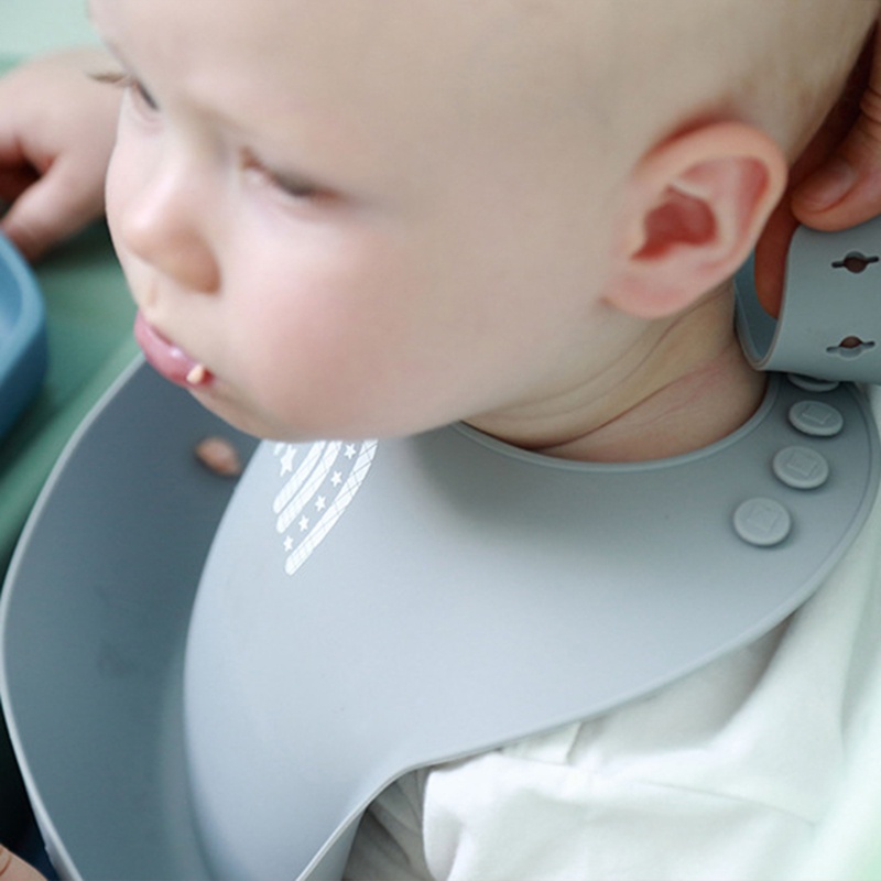 Yếm Ăn Silicone Cấp Thực Phẩm Không BPA Chống Nước Có Thể Điều Chỉnh Cho Bé Sơ Sinh