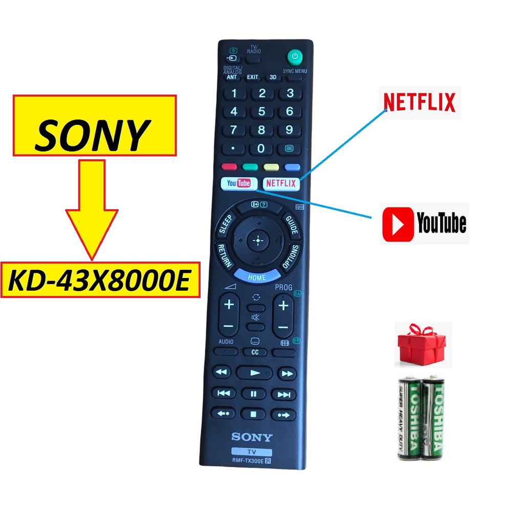 Điều khiển tivi sony KD-43X8000E, tặng pin !
