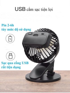 Quạt Mini tích điện kẹp 360