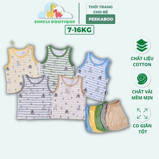 ✔️ bộ ba lỗ sát nách kwoo thun lạnh 5 màu họa tiết ngộ nghĩnh cho bé 7-16kg