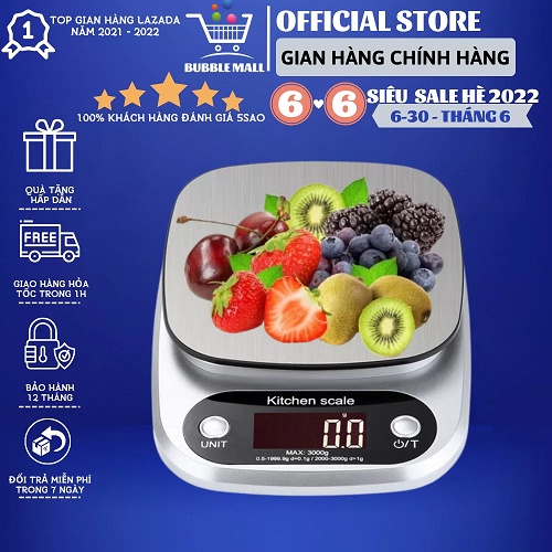 [ 𝑩𝑨̉𝑶 𝑯𝑨̀𝑵𝑯 1 𝑵𝑨̆𝑴] Cân Tiểu Ly Điện Tử 3kg Cân Tiểu Li Nhà Bếp Siêu Chính Xác Mini Cao Cấp