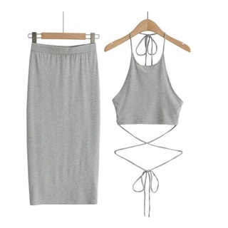 Set áo cột dây đan eo và chân váy body