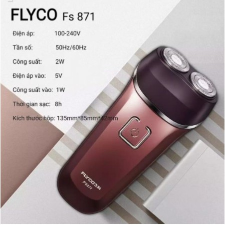 Máy Cạo Râu Flyco FS871 - 2 Lưỡi Kép Thân Máy kháng Nước Hàng Chính Hãng