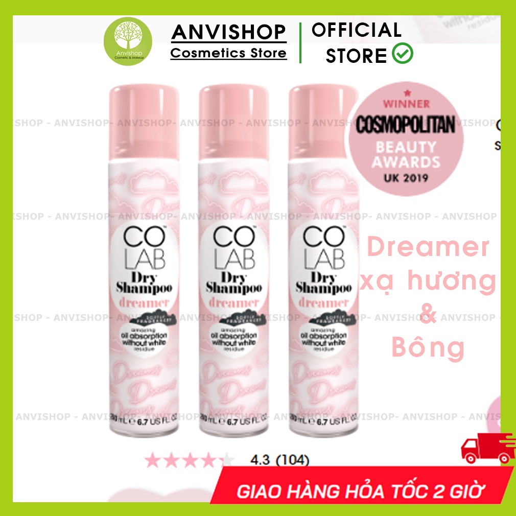Dầu Gội Khô Colab Dry Shampoo (200ml) (Mùi hương đọc kỹ từng ảnh)| Hút dầu cực nhanh không để lại vệt trắng