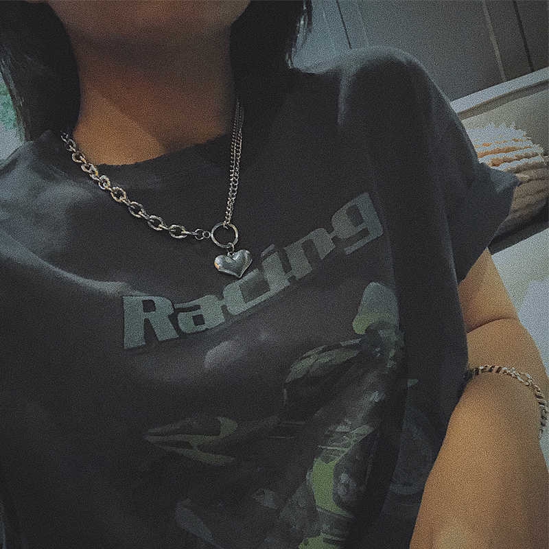 2853Steel love thick AB chain clavicle chain neck chain choker necklace female dark