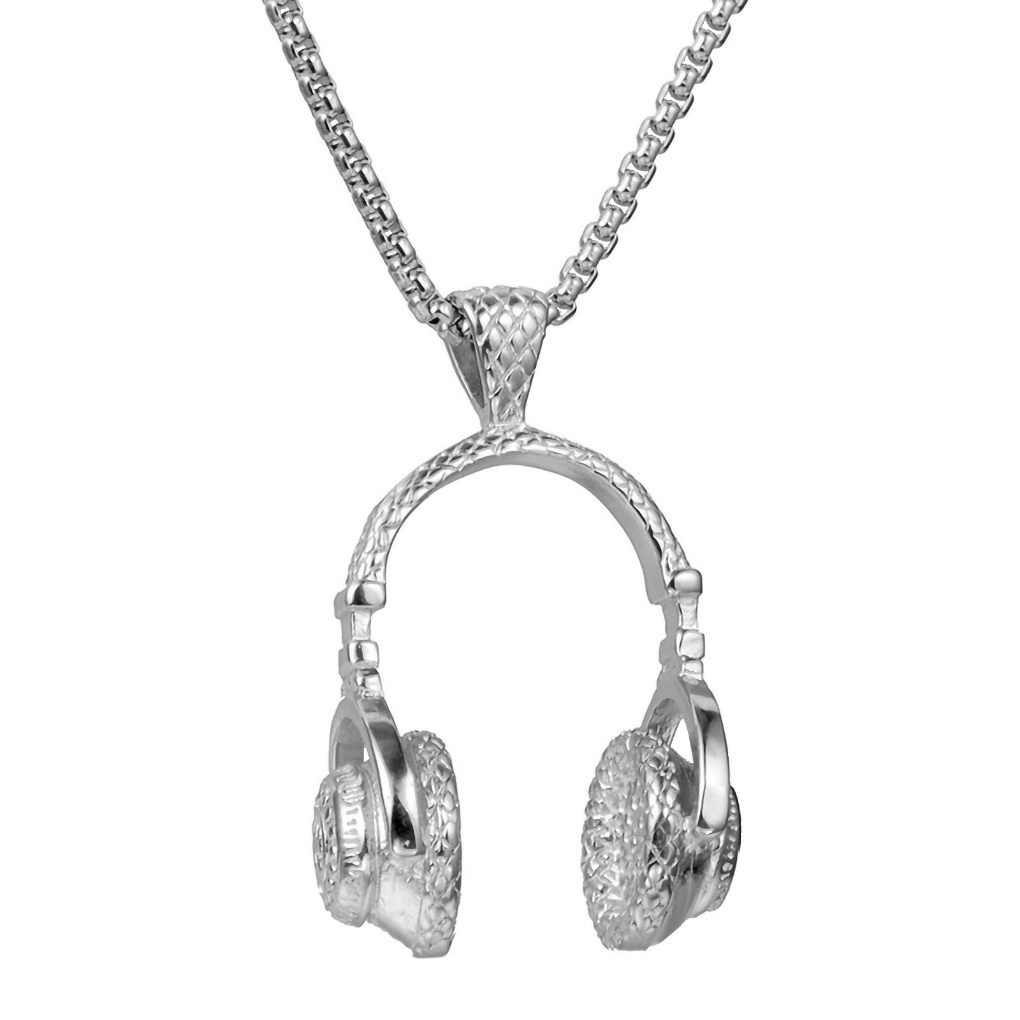 Dây chuyền dài với mặt hình tai nghe DJ phong cách rock hip hop cho nam nữ