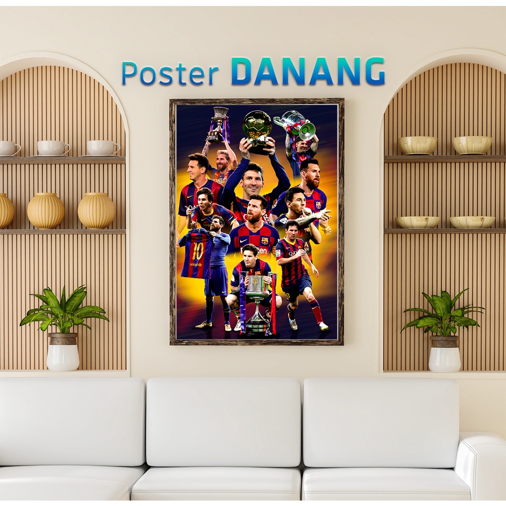 Khung ảnh treo tường POSTER BÓNG ĐÁ MESSI size 26cm x 35cm