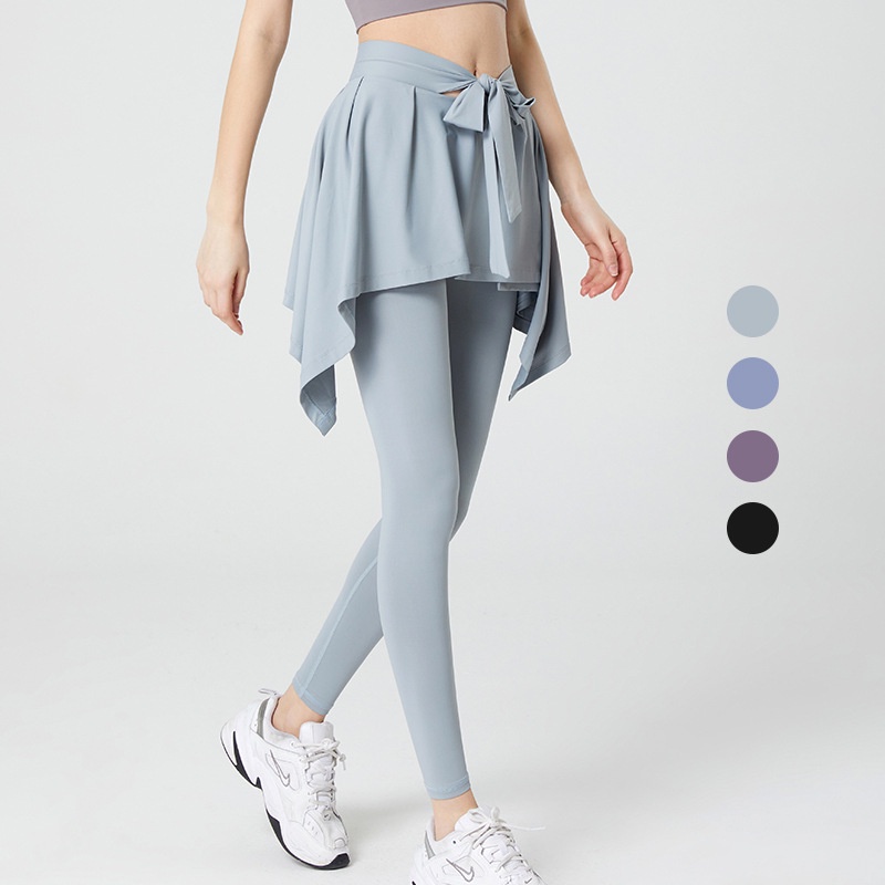 Quần Thể Thao Lưng Cao Cột Dây Giả Hai Lớp Size S-5XL Cho Nữ