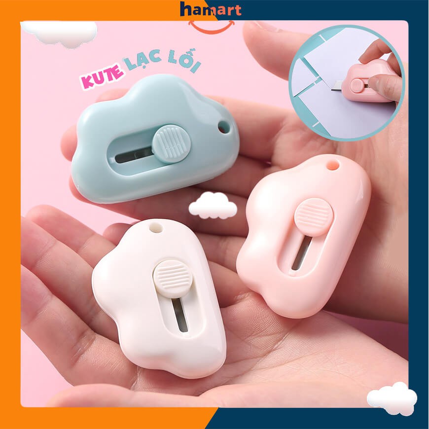 Dao Rọc Giấy Mini Văn Phòng Phẩm Dao Dọc Giấy Hình Đám Mây Tiện Dụng 3 MÀU TUỲ CHỌN