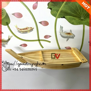 Khay thuyền gỗ trang trí sushi sashimi chuẩn Nhật Bản loại chuyên dụng cho nhà hàng - Dài 58cm