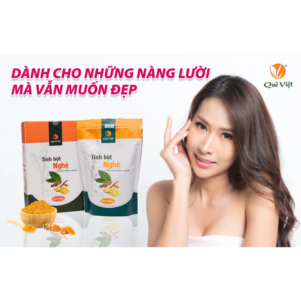 Tinh bột nghệ đỏ nguyên chất Quê Việt hỗ trợ tiêu hóa, làm đẹp da 500gr