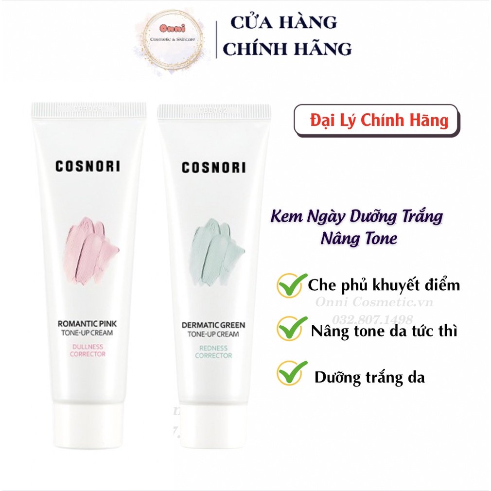 Kem dưỡng trắng nâng tone da Tone-up Cosnori Dermatic Green/ Romantic Pink Cream 50ml
